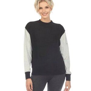 Johnny Was Calme Colorblock Crewneck Sweatshirt Black Gray Pullover – L NWT